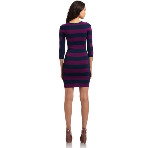 BCBG MaxAzria Kendall Purple & Blue Striped Cocktail Bodycon Dress Size Small - Picture 2 of 2